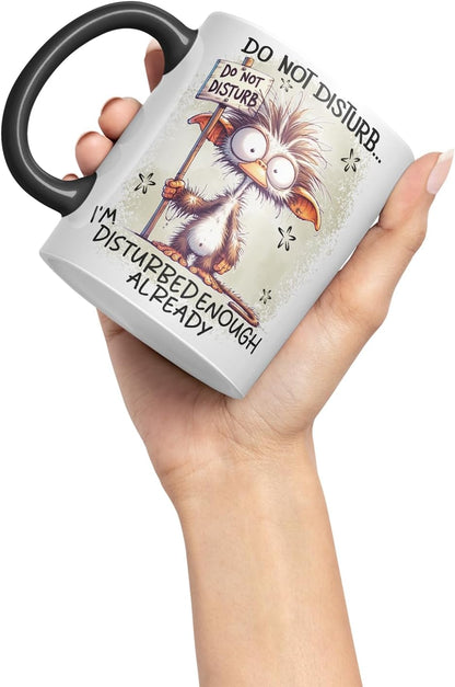 Vixar Do Not Disturb I'm Disturbed Enough Already Funny Quirky Animal – Coloured Ceramic Mug Cup Gift, 11oz (Black)