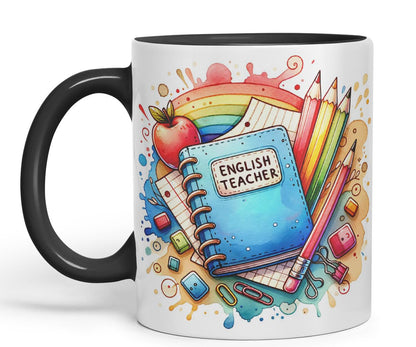 Vixar English Teacher Mug Thank You, End of School Gift Ceramic Coloured Mug Cup for Tea Coffee Hot Brew 330ml 11Oz Gift