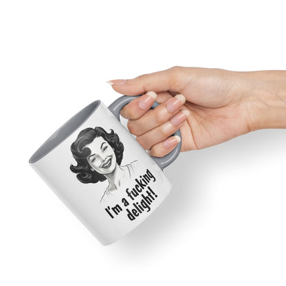 I'm a f.. Delight! Sarcastic Joke Ceramic Coloured Mug Cup for Tea Coffee Hot Brew 330ml 11Oz