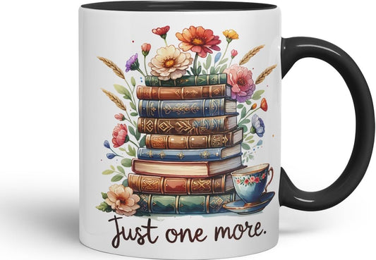Vixar Just One More Chapter Coloured Mug Cup Cozy Reading Gift 11oz (Black)