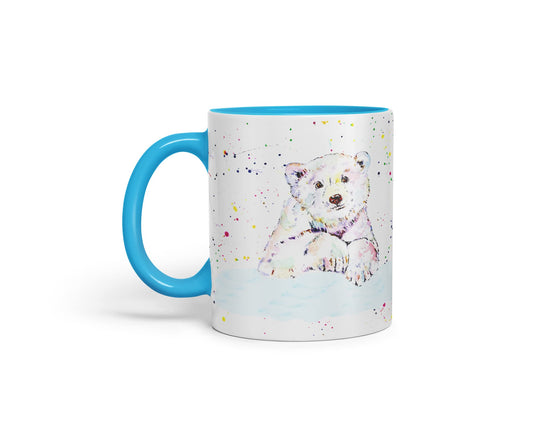 Vixar Polar Bear Animals Watercolour Art Coloured Mug Cup Gift Birthday Work Office Tea Coffee