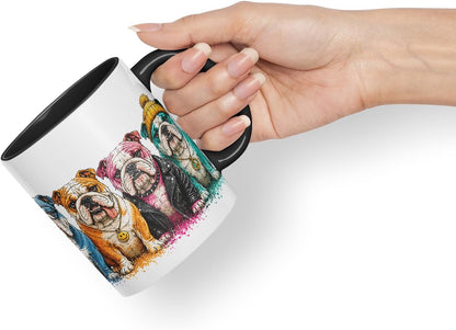 Vixar English Bulldog Dog Mug – Cute Bulldog Coloured Ceramic Mug Cup Gift, 11oz (Black)