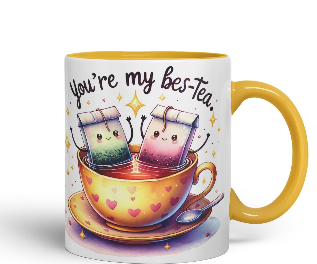 Vixar You’re My BES-Tea Coloured Ceramic Cup Mug – Gift for Best Friend, Couple or Coworker – 11oz (Black)