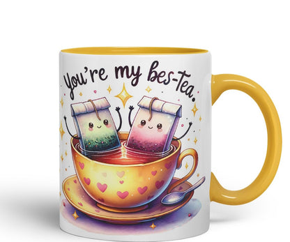 Vixar You’re My BES-Tea Coloured Ceramic Cup Mug – Gift for Best Friend, Couple or Coworker – 11oz (Black)