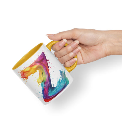 Letter Z mug, Alphabet Letter Z Monogram watercolour Ceramic Coloured Mug Cup for Tea Coffee Hot brew 330ml 11Oz Gift
