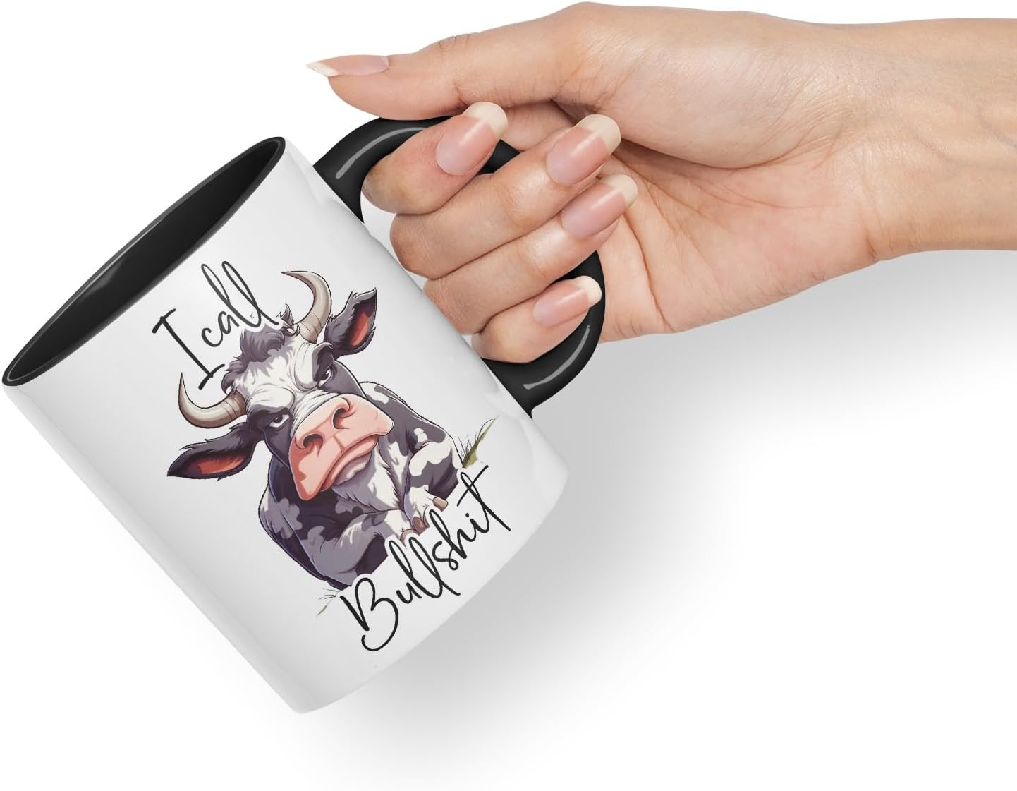 Vixar I Call Bull…Cow Coloured Ceramic Mug Cup Gift, 11oz (Black)