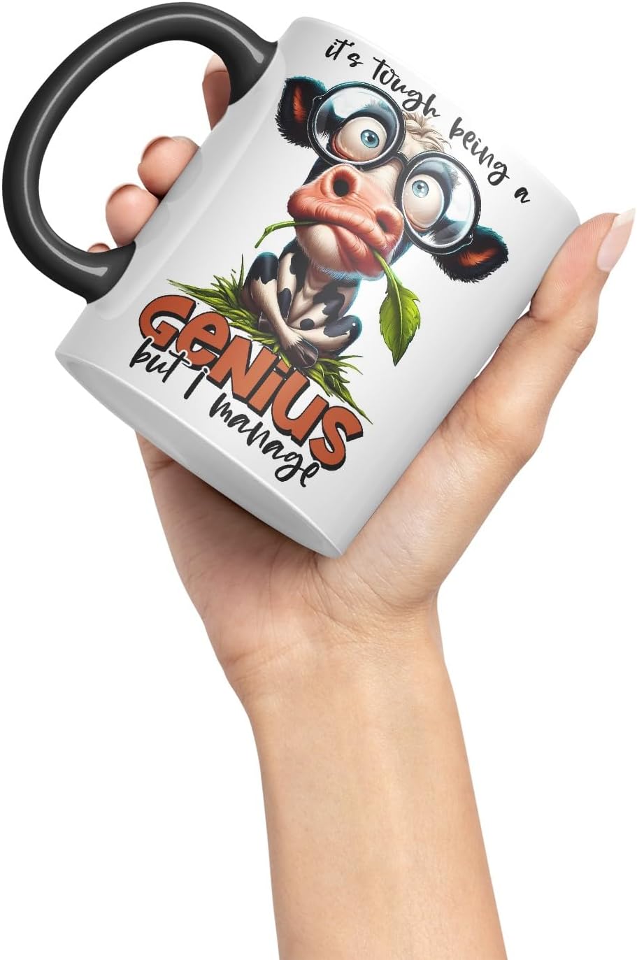 Vixar It’s Tough Being a Genius – But I Manage Coloured Ceramic Mug Cup 11oz Funny Sarcastic Gift (Black)