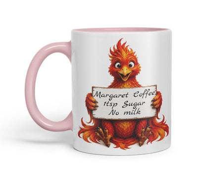 Vixar Personalised Phoenix Mug with Name or Custom Message – Cute Animal Coloured Ceramic Mug Cup Gift, 11oz (Black)