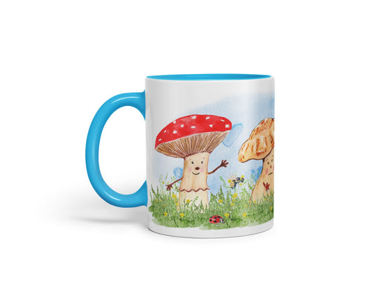 Vixar Mushrooms Red Wild Watercolour Art Coloured Mug Cup Gift Birthday Work Office Tea Coffee