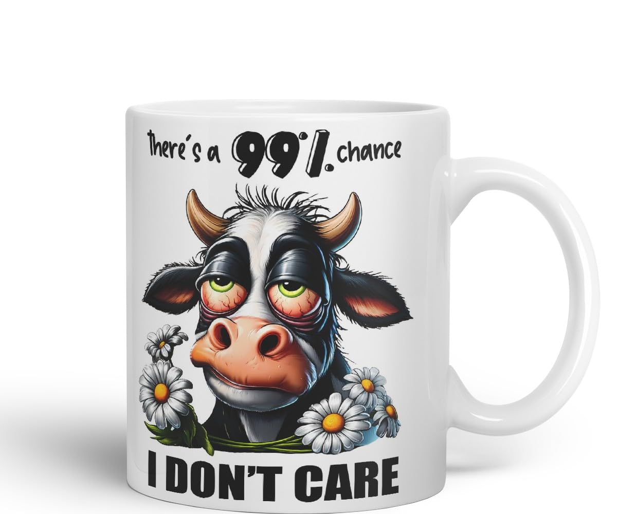 Vixar There’s a 99% Chance I Don’t Care Coloured Ceramic Mug Cup 11oz Funny Sarcastic Gift (Black)