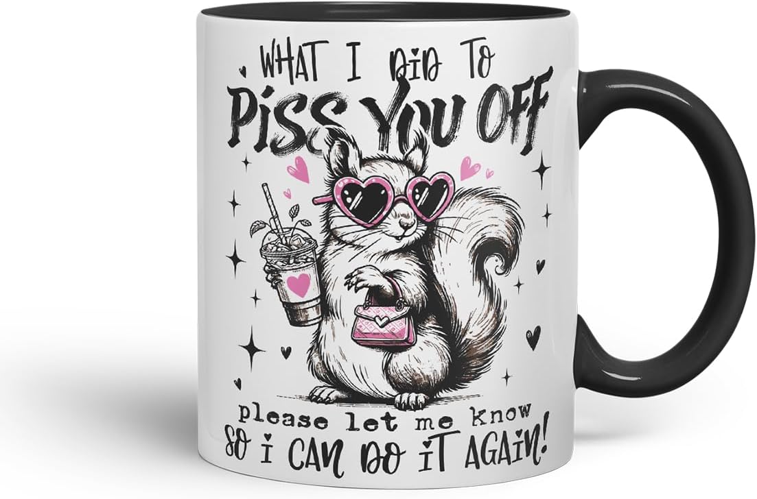 Vixar Funny Skunk Sarcastic Mug – Coloured Ceramic Mug Cup Gift, 11oz (Black)