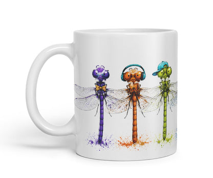 Vixar Dragonfly Mug – Cute Dragonfly Animal Coloured Ceramic Mug Cup Gift, 11oz (Black)