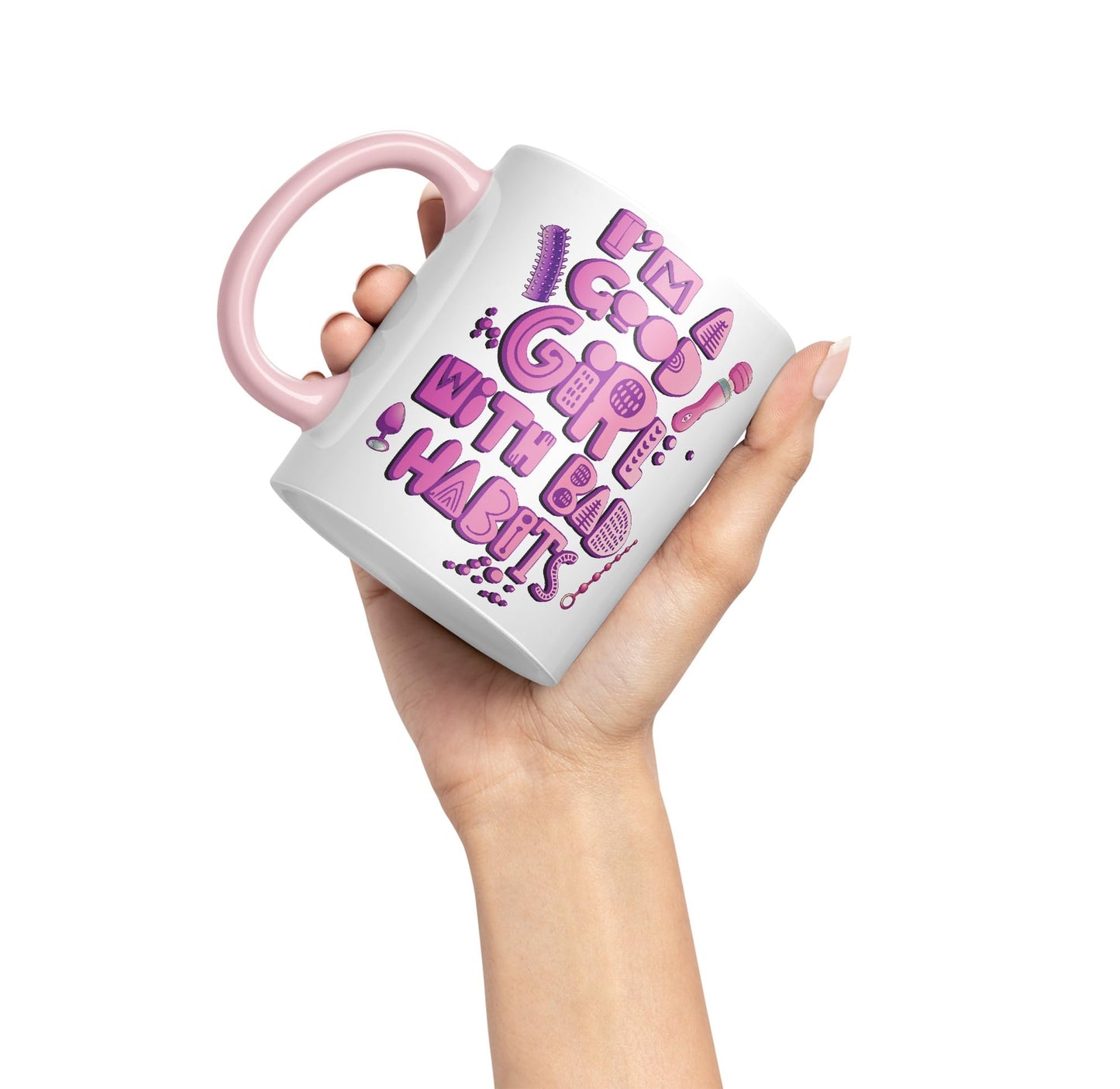 Vixar I'm Good Girl with Bad Habits Woman Toys Ceramic Coloured Mug Cup Gift Tea Coffee Christmas Office Home Sarcastic Joke