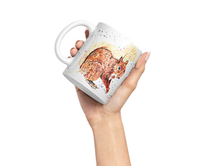 Vixar Squirrel Wildlife Natural Animals Watercolour Art Coloured Mug Cup Gift Birthday Work Office Tea Coffee