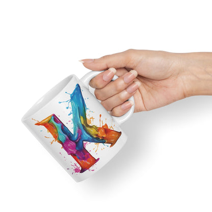 Letter K mug, Alphabet Letter K Monogram watercolour Ceramic Coloured Mug Cup for Tea Coffee Hot brew 330ml 11Oz Gift