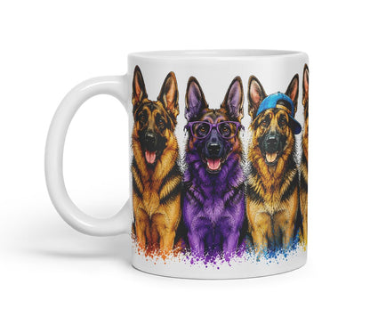 Vixar German Shepherd Dog Mug – Cute German Shepherd Coloured Ceramic Mug Cup Gift, 11oz (Black)