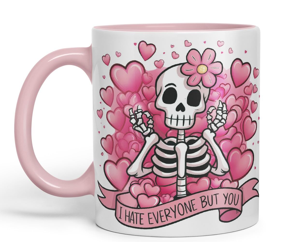 Vixar I Hate Everyone But You – Coloured Ceramic Mug Cup Gift, 11oz (Black)