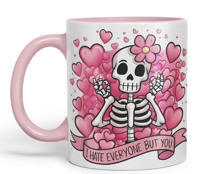Vixar I Hate Everyone But You – Coloured Ceramic Mug Cup Gift, 11oz (Black)