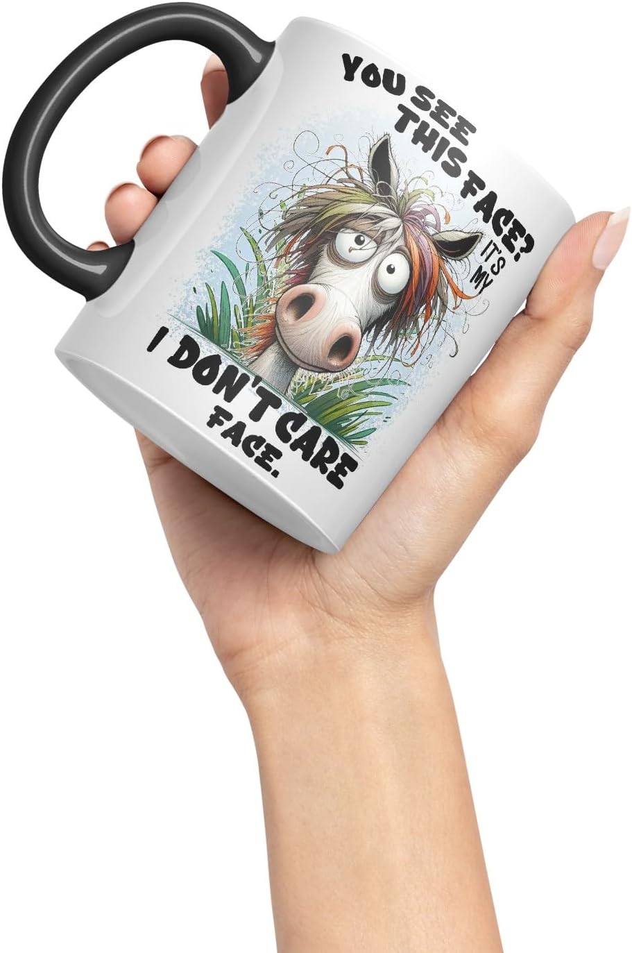 Vixar You See This Face It’s My I Don’t Care Face Funny Highland Cow Coloured Mug Cup 11oz (Black)