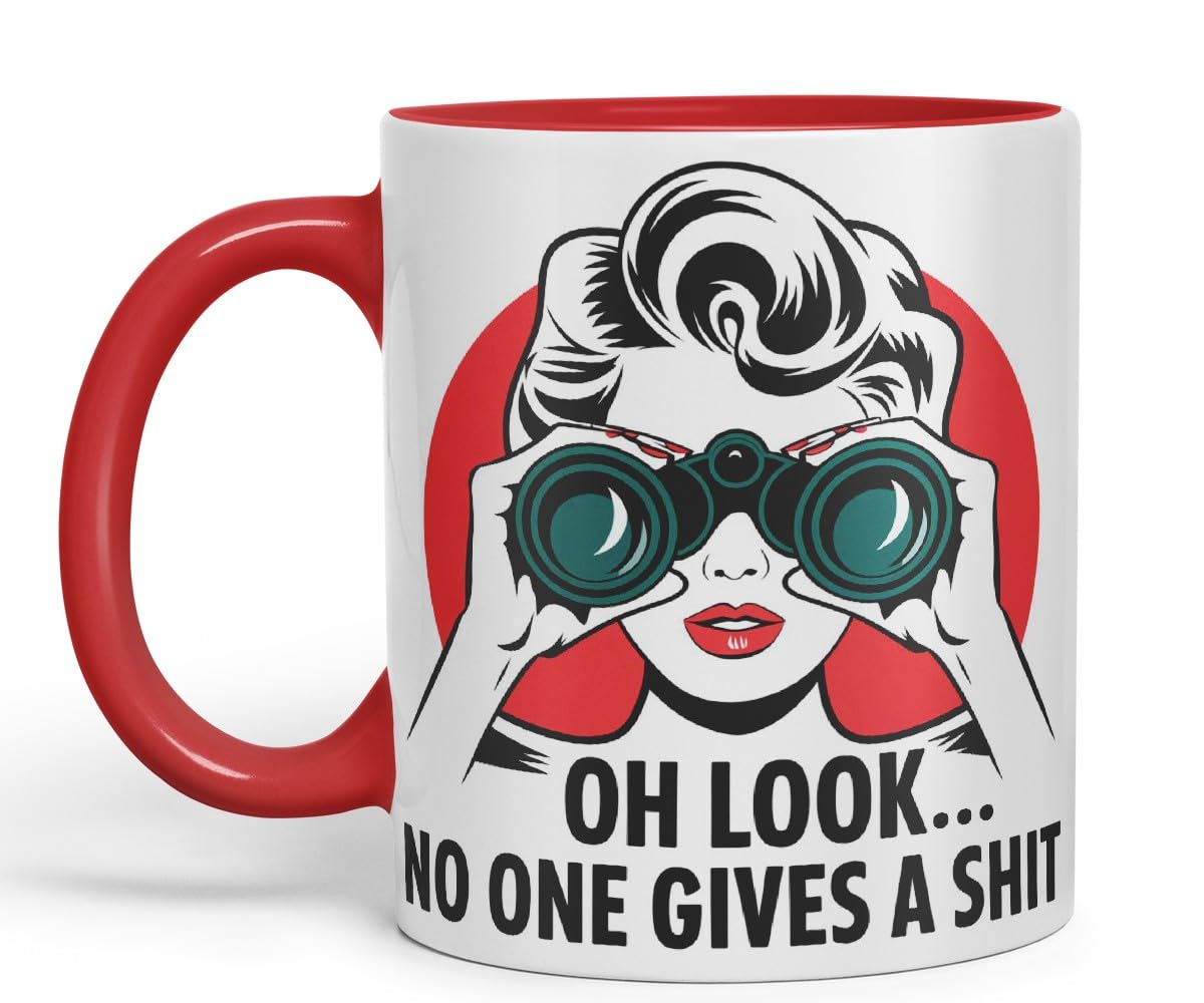 Vixar Oh Look… No One Gives a S** Sarcastic Cow Coloured Ceramic Mug Cup Gift, 11oz (Black)