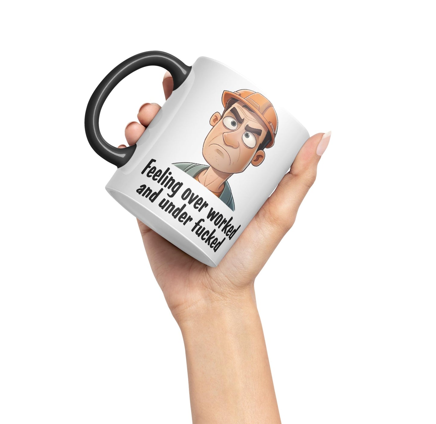 Feeling Over Worked and Under f… Sarcastic Joke Ceramic Coloured Mug Cup for Tea Coffee Hot Brew 330ml 11 Oz