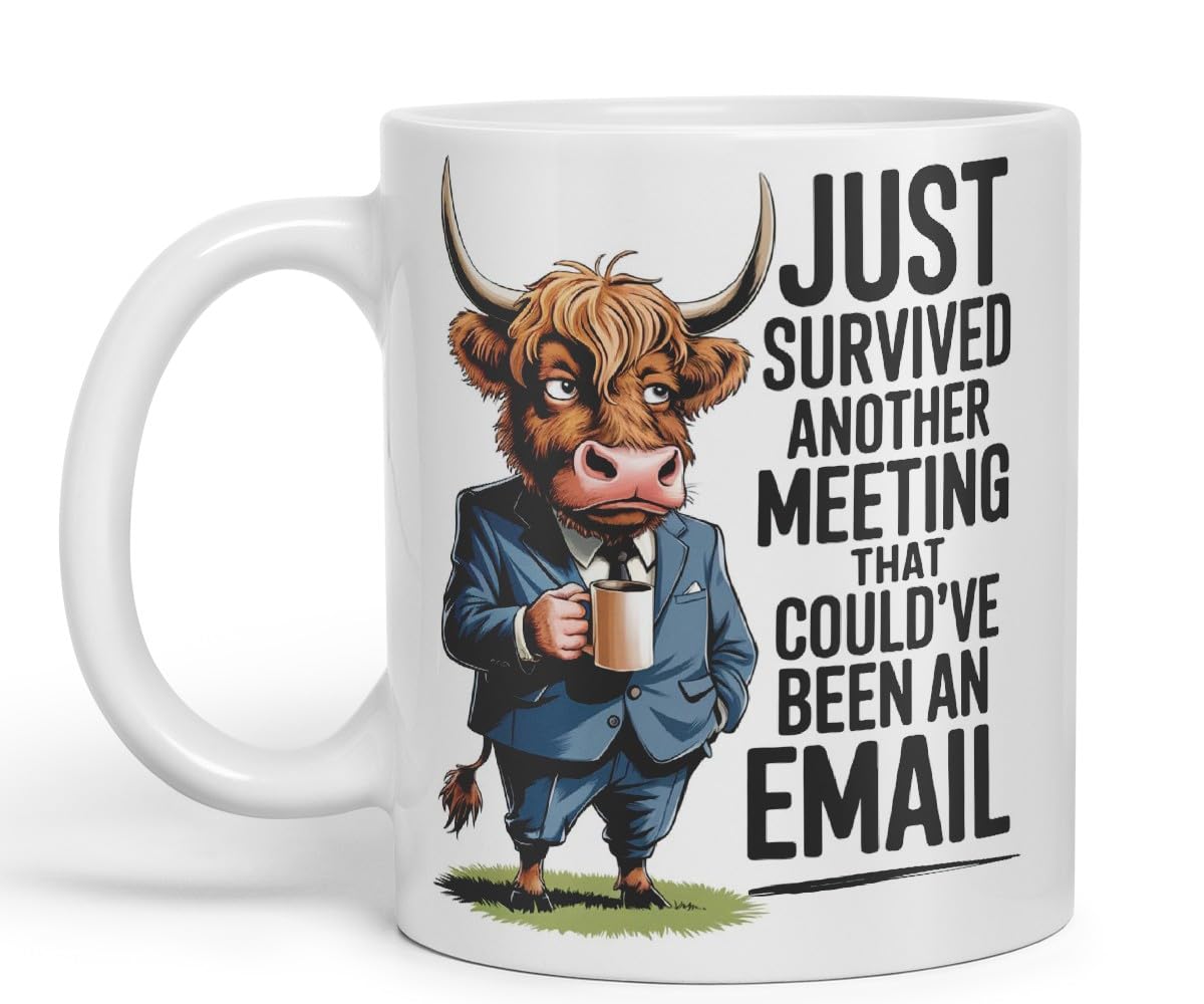 Vixar Just Survived Another Meeting That Could’ve Been an Email – Coloured Ceramic Mug Cup Gift, 11oz (Black)