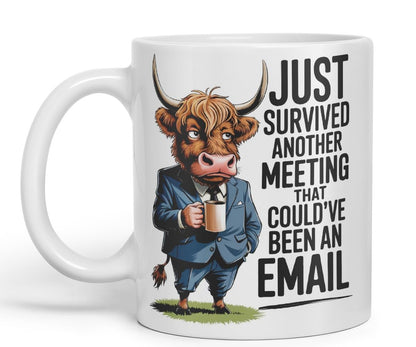 Vixar Just Survived Another Meeting That Could’ve Been an Email – Coloured Ceramic Mug Cup Gift, 11oz (Black)