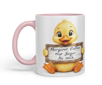 Vixar Personalised Duckling Mug with Name or Custom Message – Cute Animal Coloured Ceramic Mug Cup Gift, 11oz (Black)