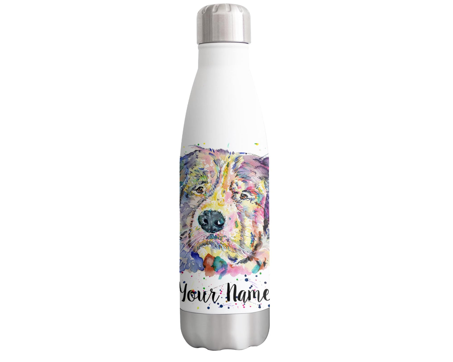 Vixar Bernase Personalised Custom Bottle with your Text/name Mountain Dog pet Watercolour Animals Bottle Double Wall Insulated Stainless Steel Sport Drinks 500ml