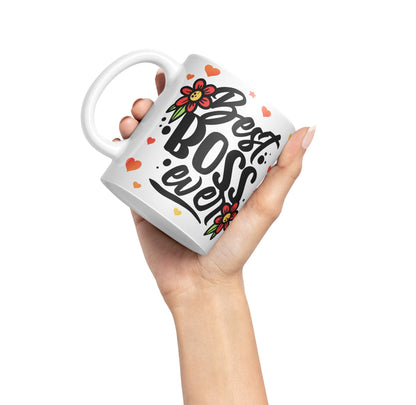 Vixar Best Boss Ever Joke Coloured Ceramic Mug Cup Gift 330ml 11oz Work Office Tea Coffee