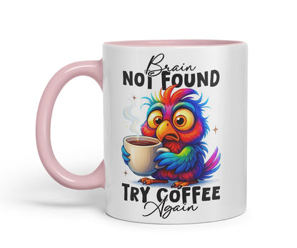 Vixar Brain Not Found Try Coffee Again Funny Bird Coffee Mug – Coloured Ceramic Mug Cup Gift, 11oz (Black)