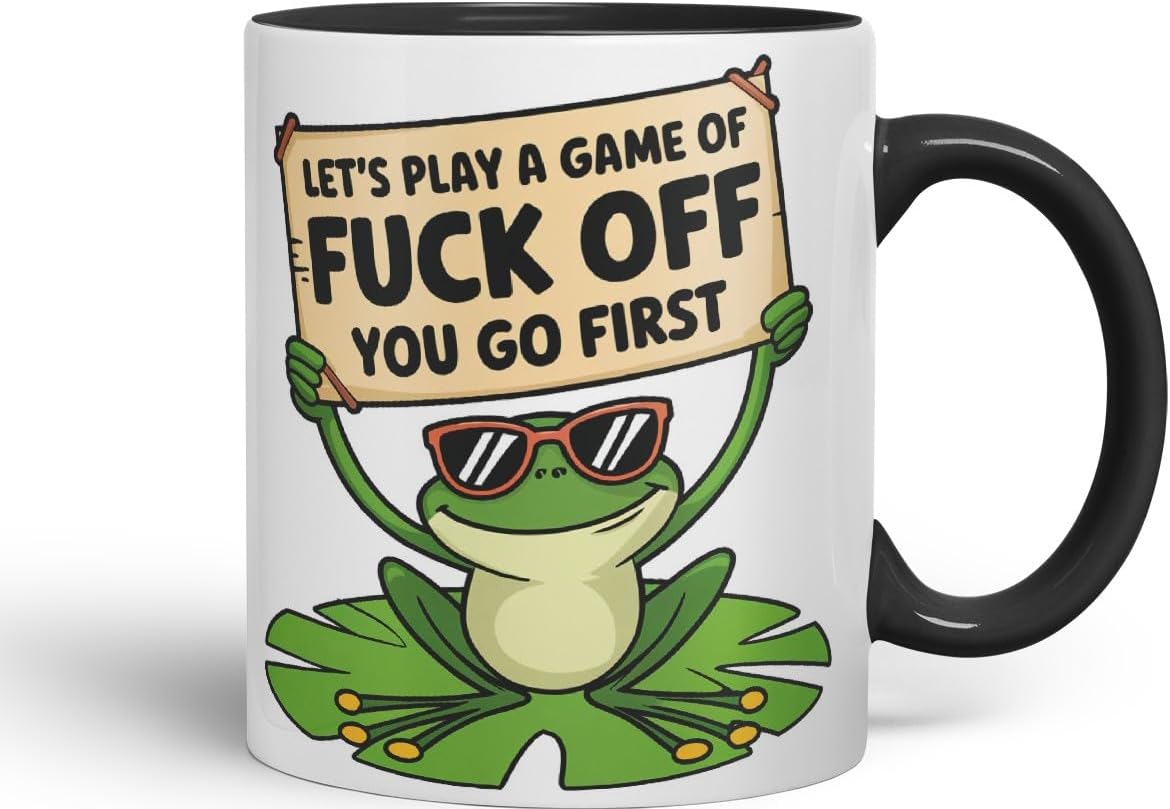 Vixar Let’s Play a Game of F*ck Off – You Go First – Coloured Ceramic Mug Cup Gift, 11oz (Black)