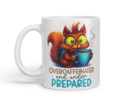 Vixar Overcaffeinated and Underprepared Funny Squirrel Mug – Coloured Ceramic Mug Cup Gift, 11oz (Black)