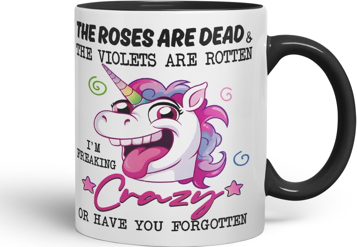 Vixar A Little Crazy but Worth It – Funny Unicorn Coloured Mug Cup 11oz (Black)