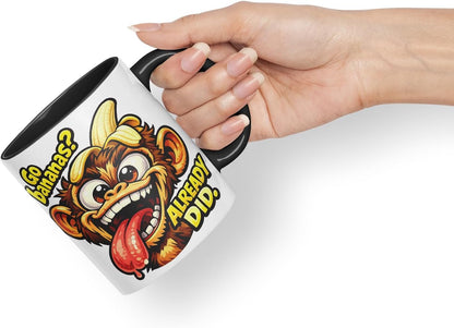 Vixar Go Bananas Already Did Funny Monkey Mug – Coloured Ceramic Mug Cup Gift, 11oz (Black)