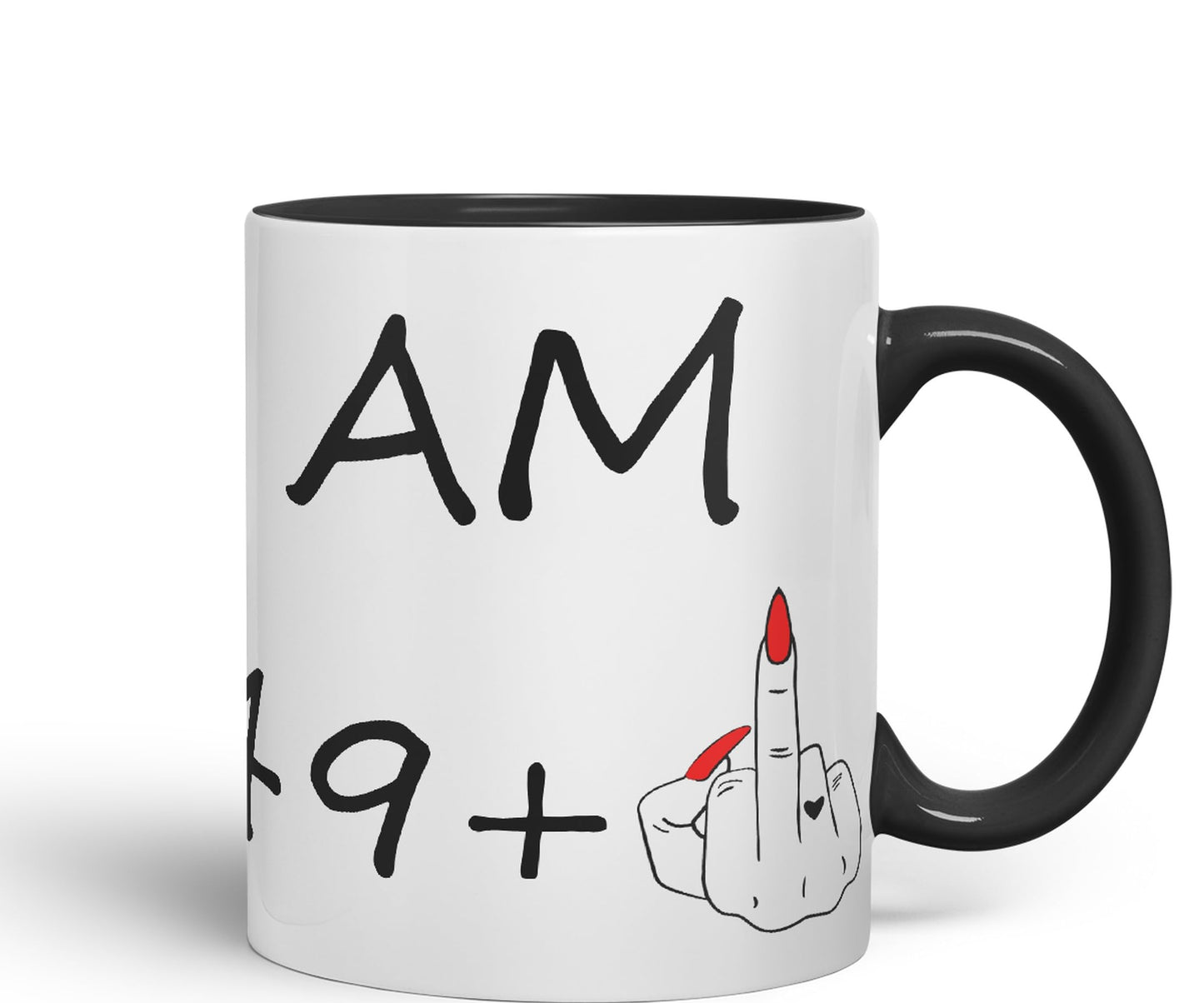 Vixar I am 49 + 1 Woman Hand Ceramic 330 ml, 11oz Coloured Mug Cup Gift Coffee Tea Happy Birthday Turning 50 Years Old as a Joke Celebration 50th Birthday Gift idea