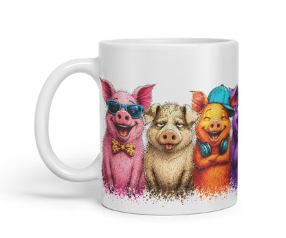 Vixar Pig Mug – Cute Pig Coloured Ceramic Mug Cup Gift, 11oz (Black)