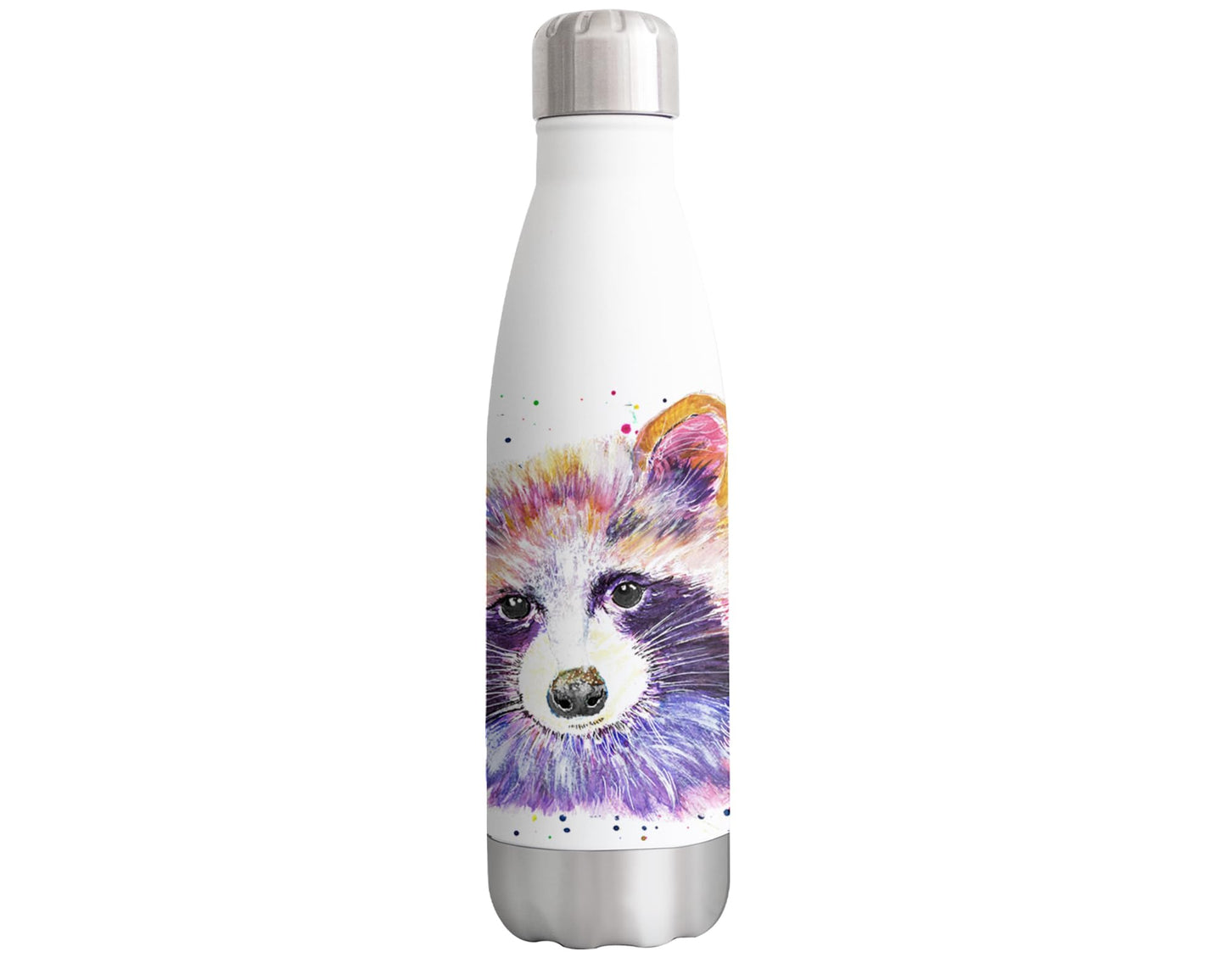 Vixar Racoon wildlife Animals Watercolour Bottle double Wall insulated Stainless steel sport Drinks 500ml