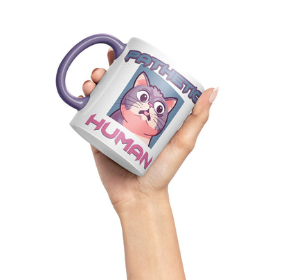 Pathetic Human Cats Cat Sarcastic Joke Ceramic Coloured Mug Cup for Tea Coffee Hot Brew 330ml 11Oz