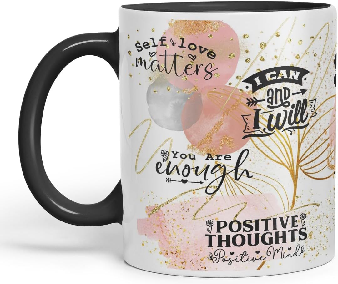 Vixar Self Love Matters – Positive Thoughts Coloured Mug Cup 11oz (Black)