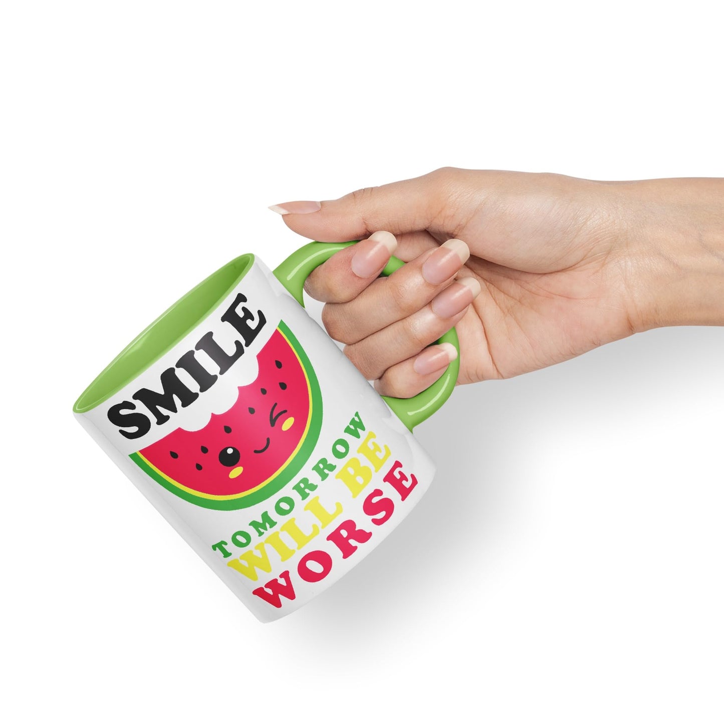 Vixar Smile Tomorrow Will be Worse Joke Ceramic Coloured Mug Cup Gift Tea Coffee Christmas Office Home Work