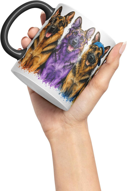 Vixar German Shepherd Dog Mug – Cute German Shepherd Coloured Ceramic Mug Cup Gift, 11oz (Black)