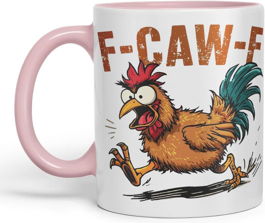 Vixar F-Caw-F Sarcastic Chicken Coloured Ceramic Mug Cup Gift Funny Sarcastic 330ml (Pink)