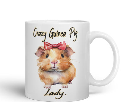 Crazy Guinea Pig Lady Joke sarkasm Sarcastic Ceramic Coloured Mug Cup for Tea Coffee Hot Brew 330ml 11Oz Gift