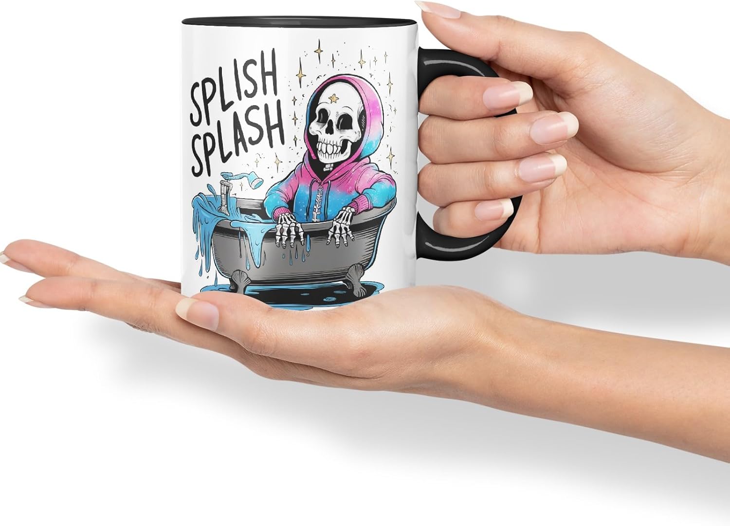 Vixar Splish Splash Your Opinion is Trash – Coloured Ceramic Mug Cup Gift, 11oz (Black)