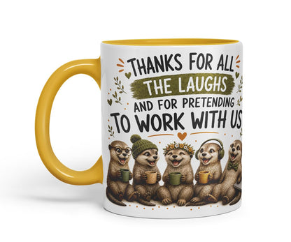 Vixar Thanks for All the Laughs Mug – Funny Coworker Leaving Colleague Goodbye Gift, 11oz (Black)