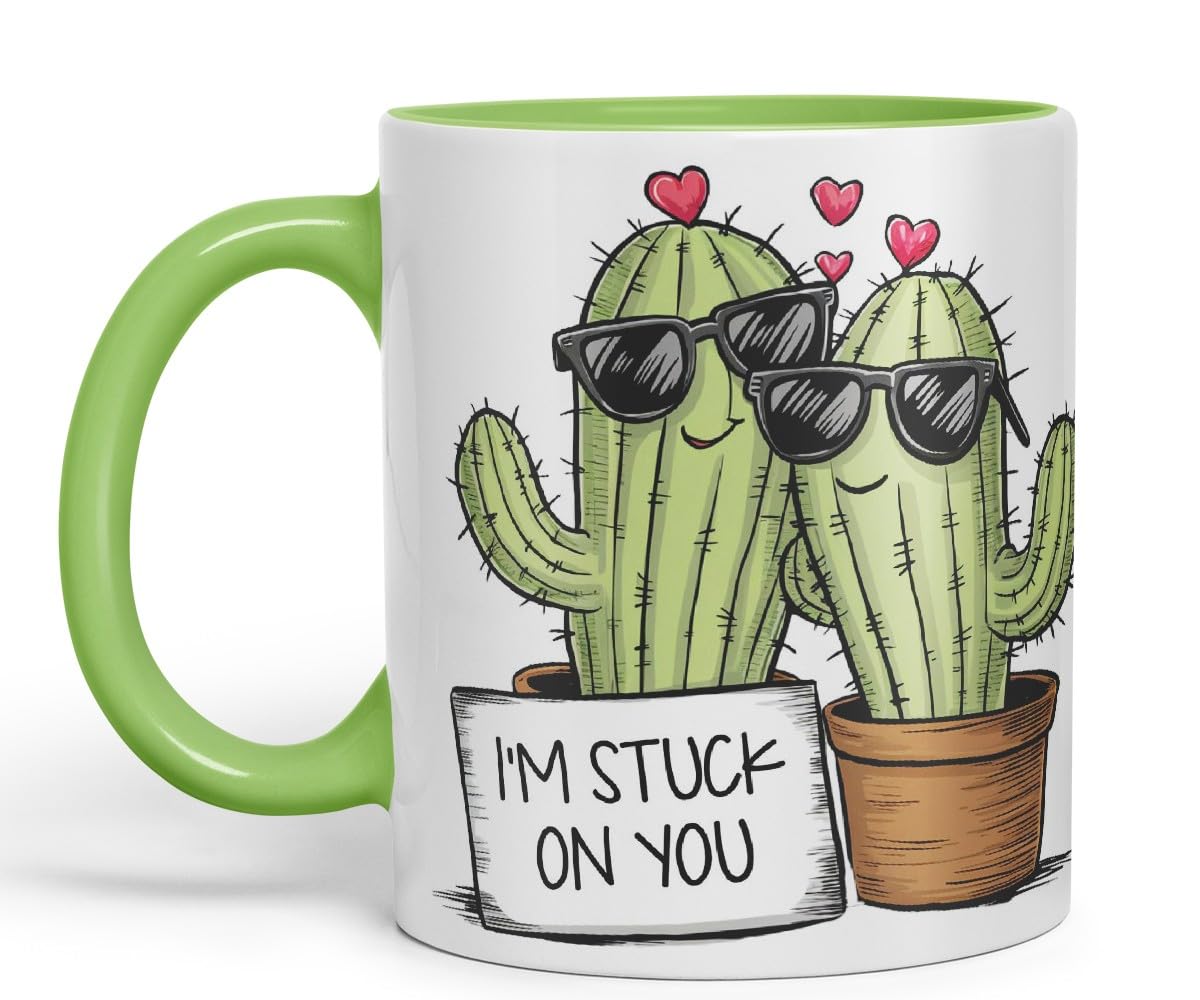 Vixar I’m Stuck On You – Coloured Ceramic Mug Cup Gift, 11oz (Black)