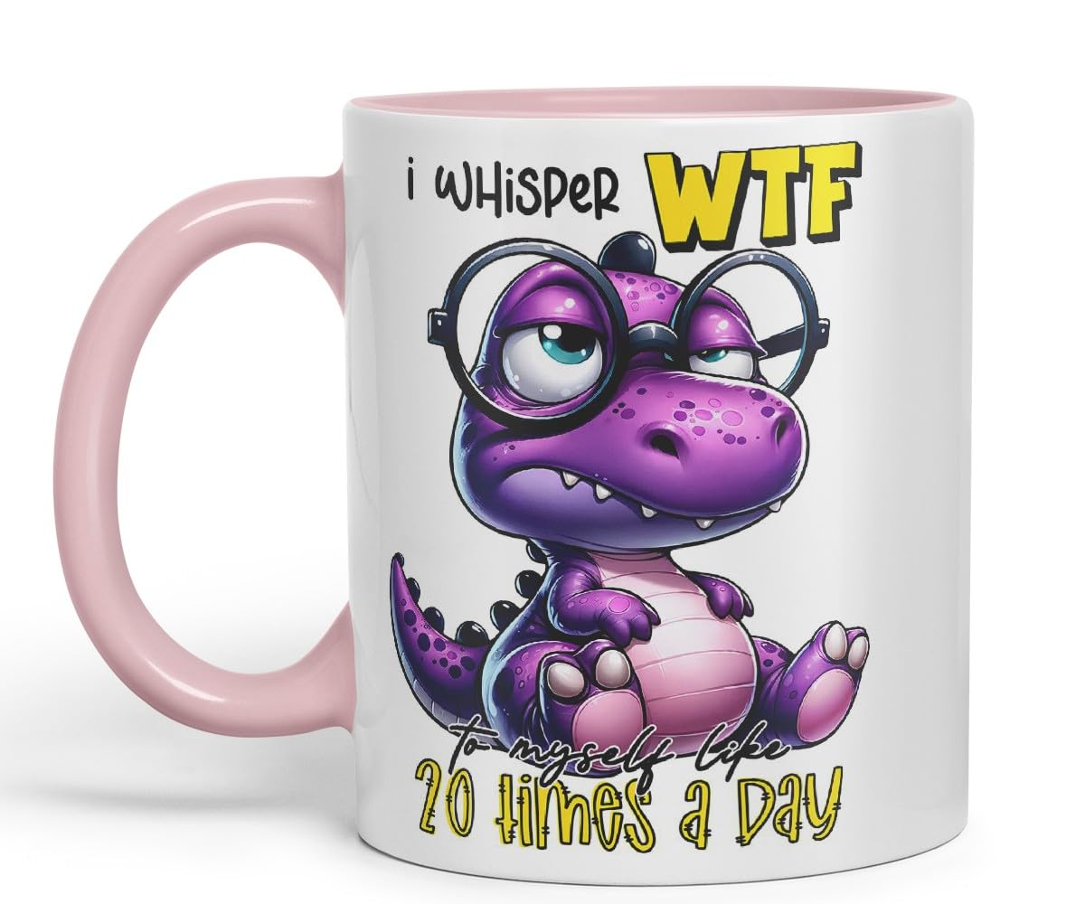 Vixar I Whisper WTF to Myself Like 20 Times a Day Coloured Ceramic Mug Cup 11oz Funny Sarcastic Gift (Black)