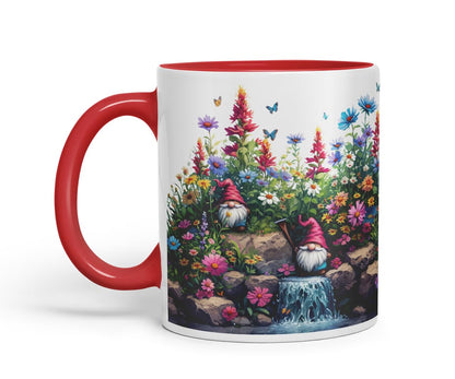 Vixar Garden Gnome Waterfall Mug – Coloured Ceramic Mug Cup Gift, 11oz (Black)