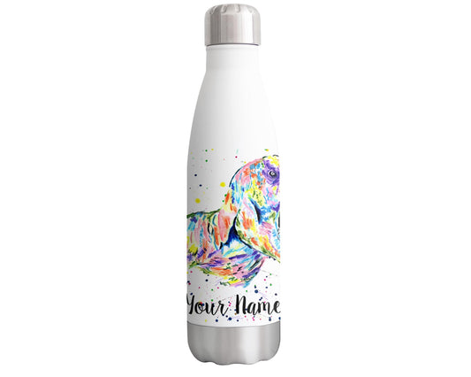 Vixar Dinosaur T-rex dino Personalised Custom Bottle with your Text/name Watercolour Bottle double Wall insulated Stainless steel sport Drinks 500ml v1